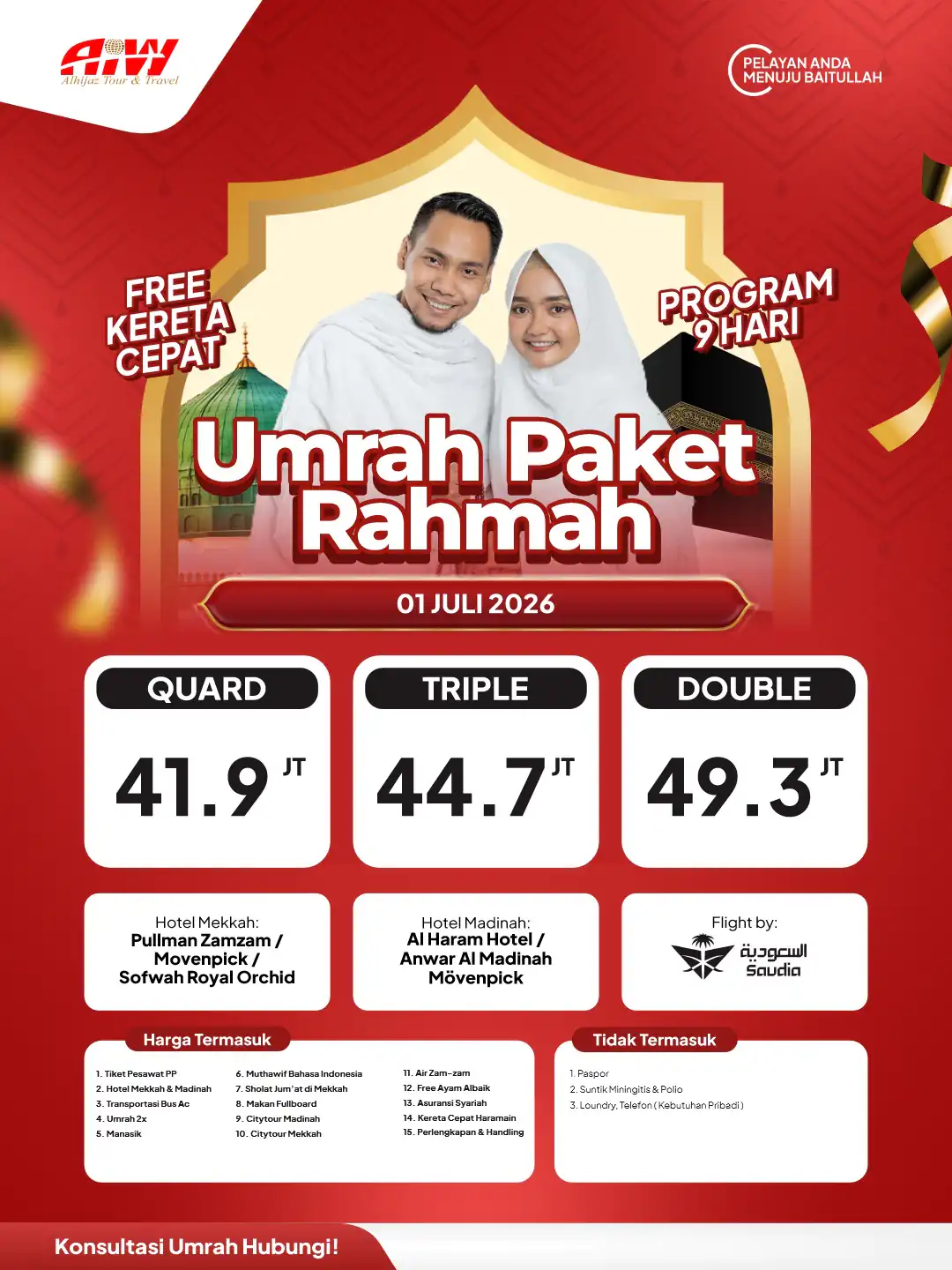 REGULER PAKET RAHMAH 9HR ( KERETA CEPAT)